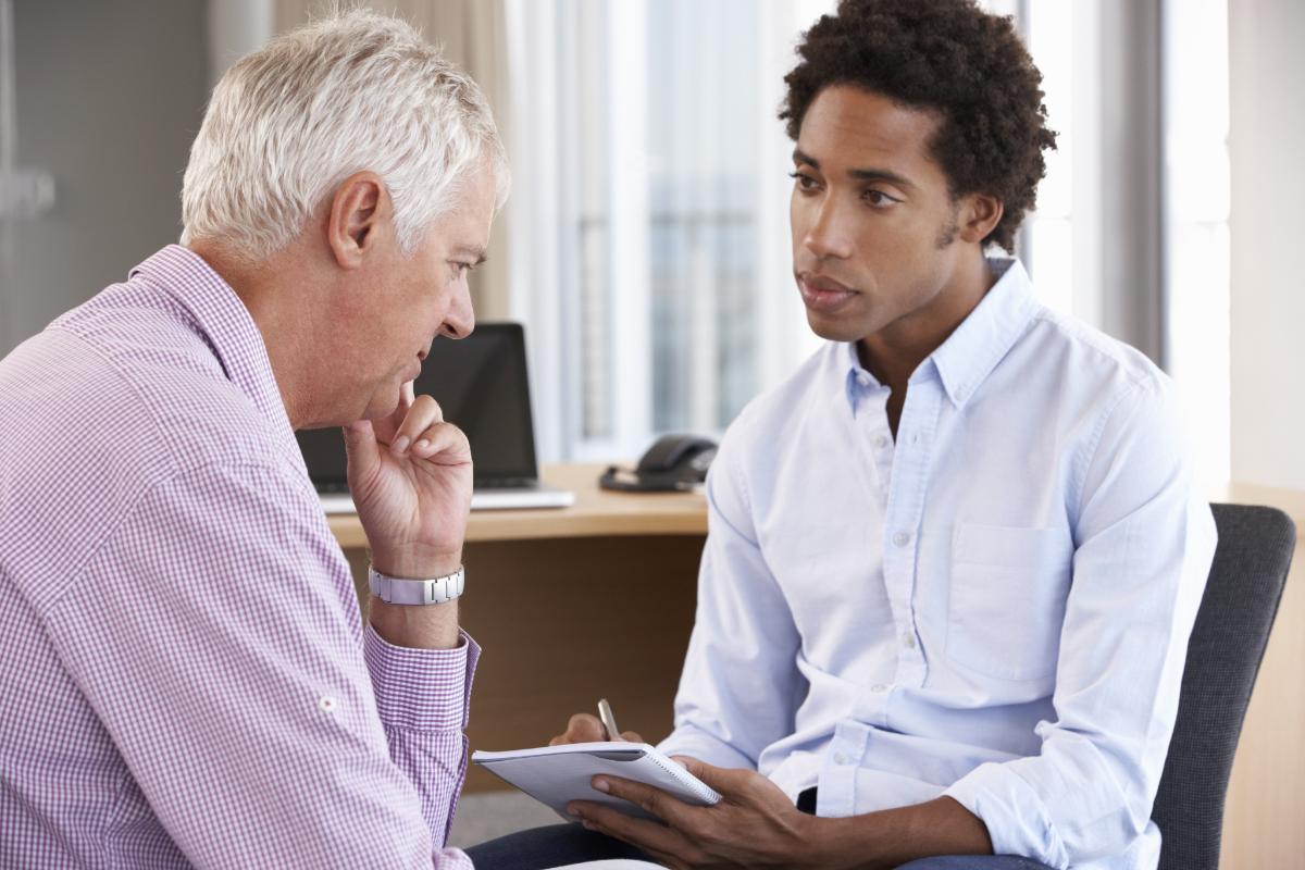 Therapist and patient in cognitive-behavioral therapy