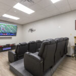 Theater room at Truhealing Cincinnati for holistic therapy.